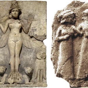 左：夜の女王エレキシュガル　右：イナンナとドゥムジ